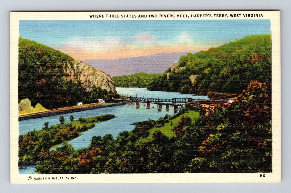 Harpers Ferry WV-West Virginia, Where Three States Meet Antique Vintage Postcard