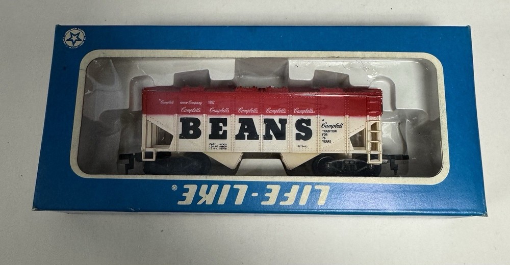 Life-Like HO Scale 40' Campbell's Beans Hopper Train Car With Original Box