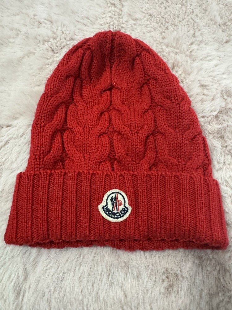 Red Moncler Kids Beanie - Warm Winter Hat for Boys & Girls