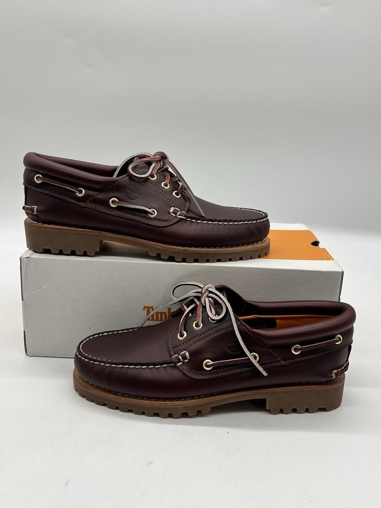 Timberland 3 Eye Lug Handsewn Men’s Sz 9M Burgundy Leather 50009 Boat Shoes.