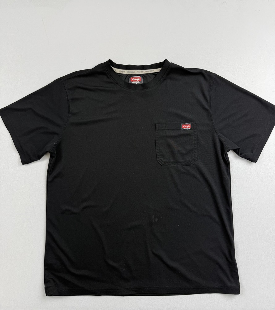 Wrangler Workwear Shirt Mens Large Black Pocket Tee Crewneck Polyester Top
