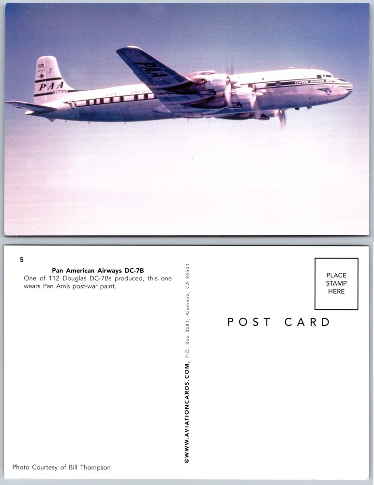 Pan American Airways DC7B Airliner Postcard