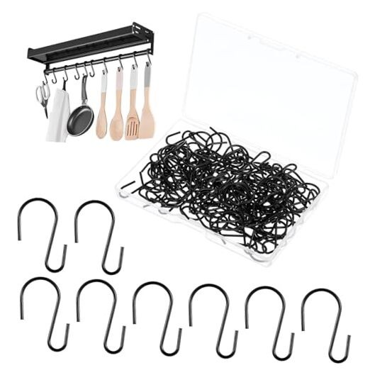100Pcs 1-Inch Mini S Hooks for Hanging, Durable Steel Metal Shaped Hooks