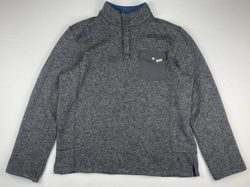 Woolrich Men's Snap 1/4 Button Pullover Knit Fleece Light Jacket Gray Size M