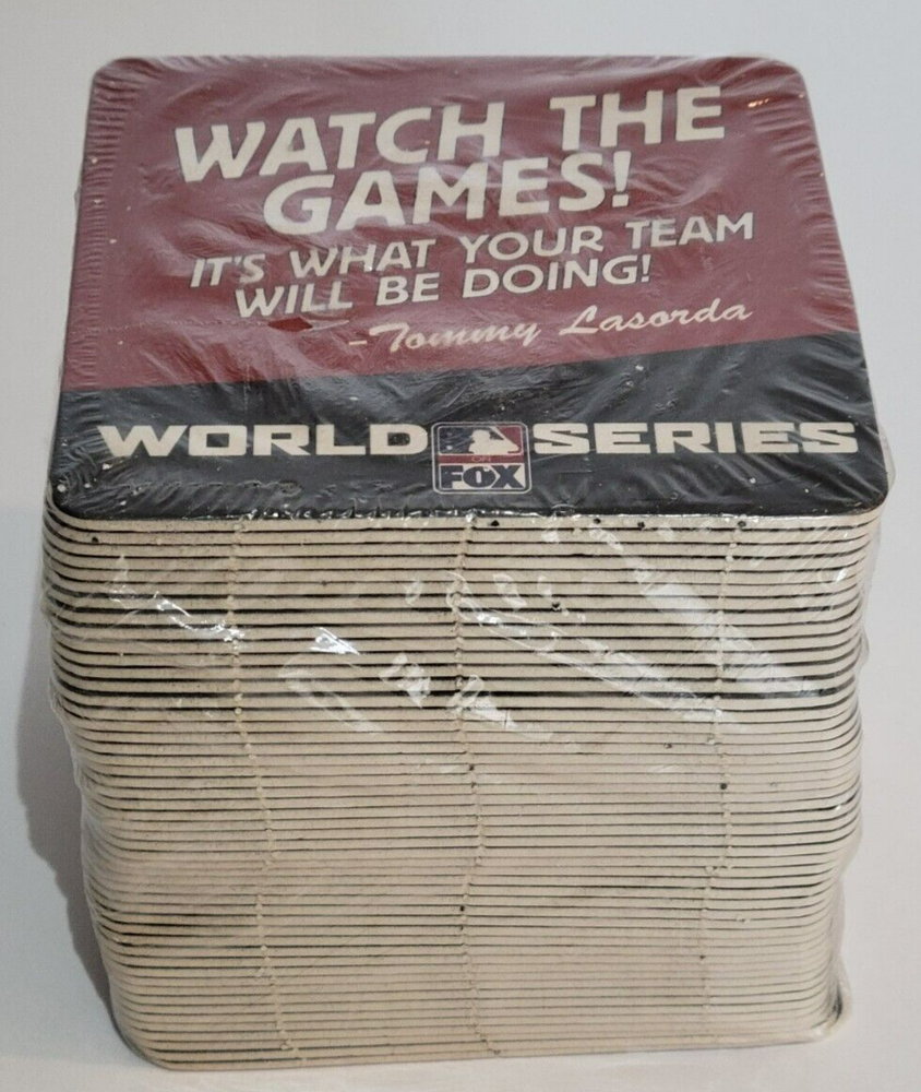 Fox Baseball World Series Tommy Lasorda Drink Coasters NEW 4 1/4