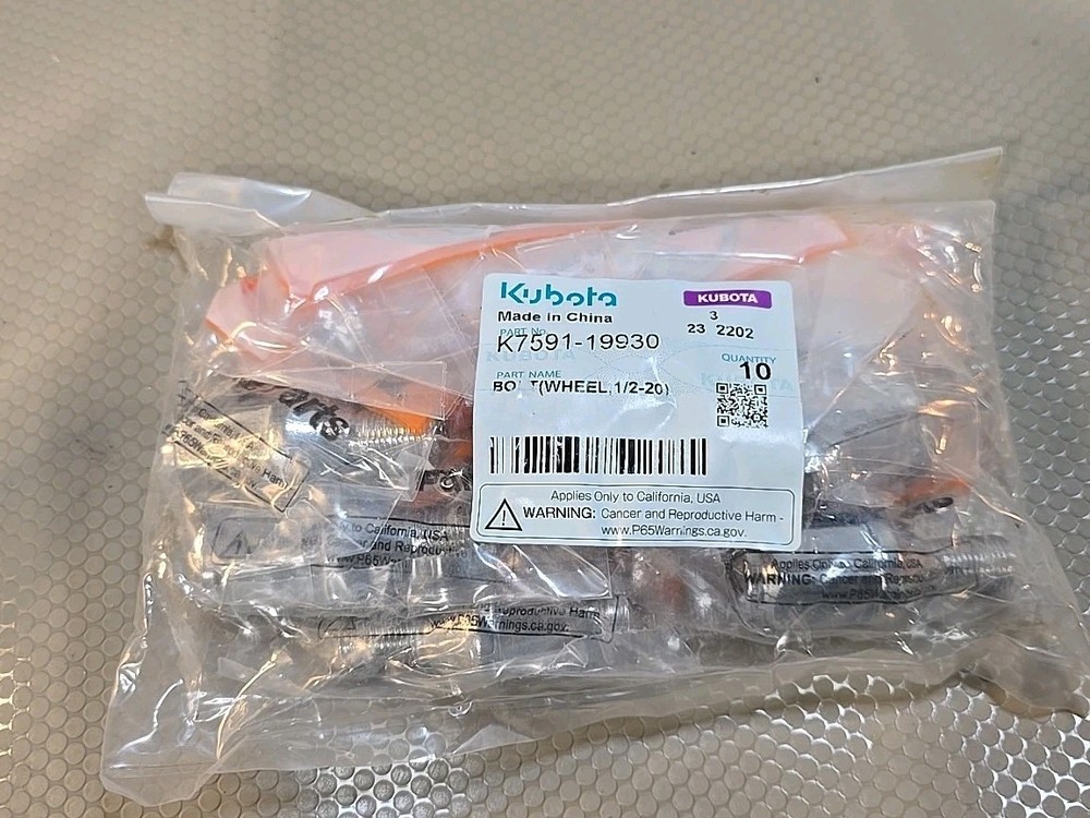 10 PACK 10x Count Kubota K7591-19930 Wheel Bolt 1/2-20 Genuine OEM Tractor Part