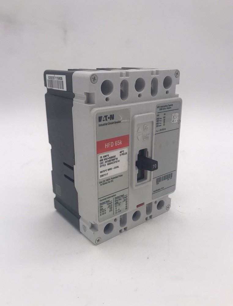 HOUSTON STOCK NEW EATON HFD3070 BP10 TYPE HFD 70 AMP 600V FREE 2 DAY AIR BUY NOW