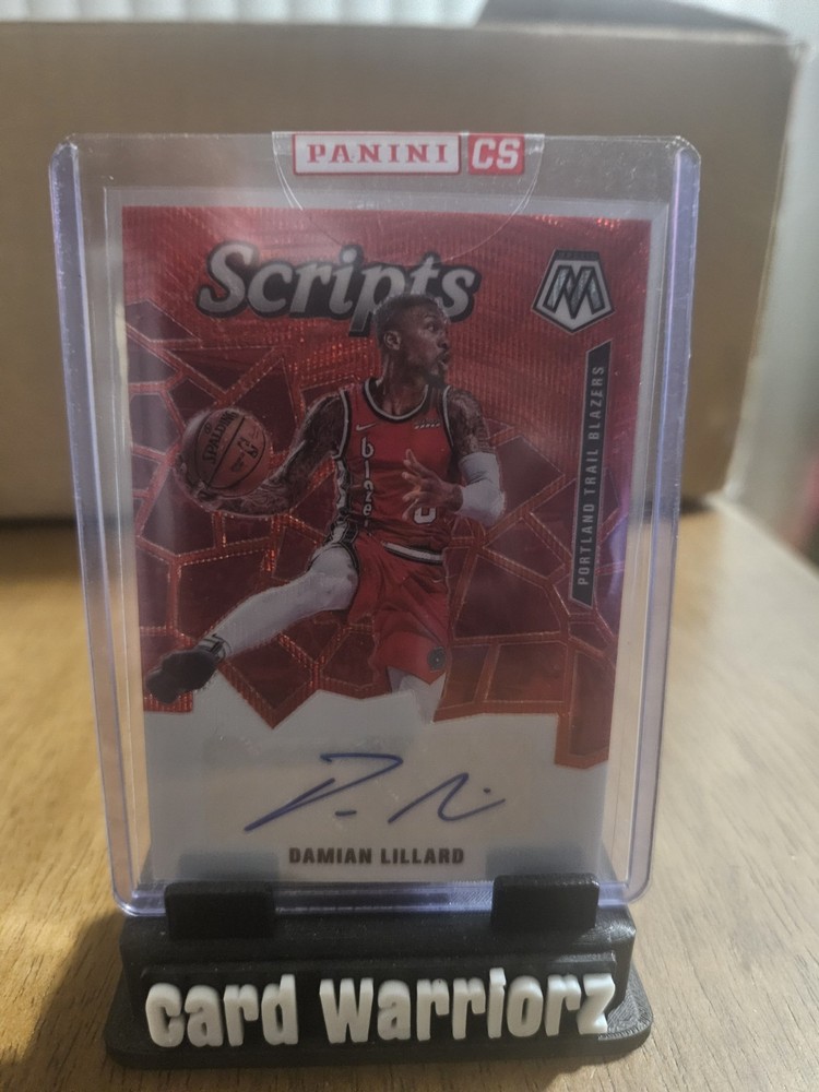2019-20 Panini Mosaic Damian Lillard Scripts Red Fusion Autograph