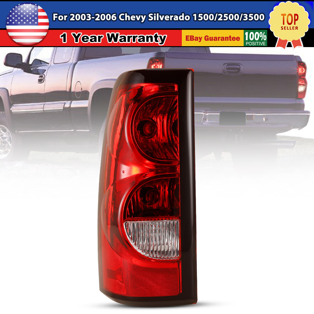 Driver Side Tail Light for 2003-2006 Chevy Silverado 1500 2500 HD 3500 HD w/Bulb