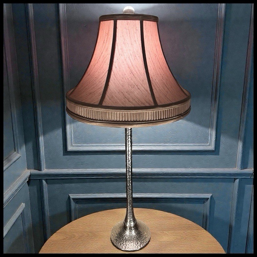 Arteriors Home Contemporary Silver Hammered Metal Trumpet Base Table Lamp (39”)