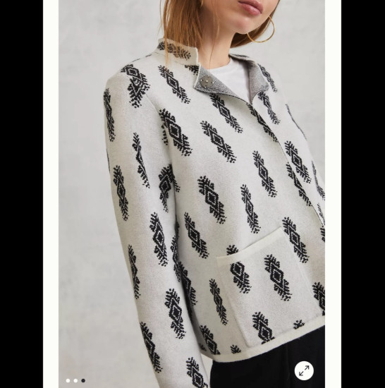 Anthropologie Pilcro Debra Cropped Sweater Jacket Geometric Print Preppy Sz S
