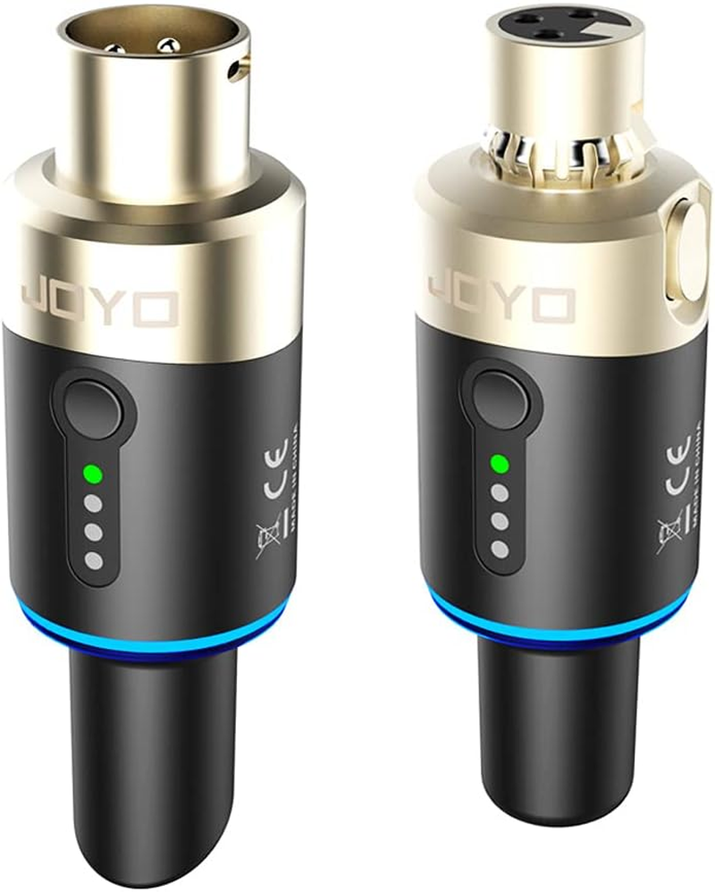 JOYO 5.8GHz Wireless XLR Mic Transmitter Receiver Plug-On Adapter for 4 Channels