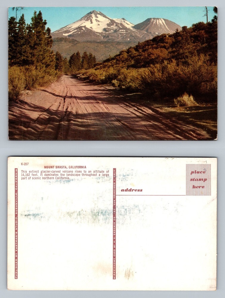 Mount Shasta, CA-California, Scenic Volcano Road Scene PC Vintage Postcard