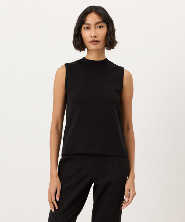 PACT Organic Airplane Mock Neck Shell, Black (NEW WT)