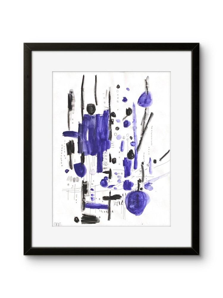 Original Expressionism Modern Bright Abstract Geometric Pop Art 11x14 on Paper