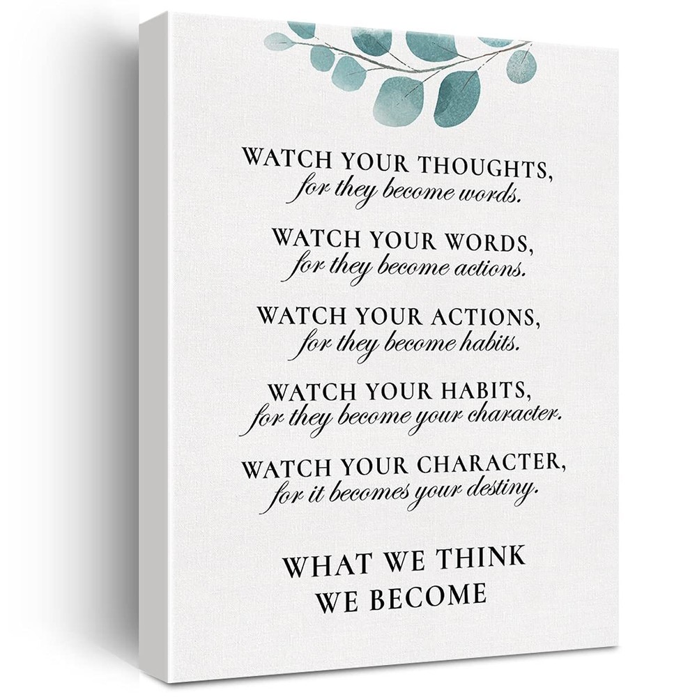 Inspirational Canvas Wall Art Motivational Watch Your Thoughts Quote Canvas P...