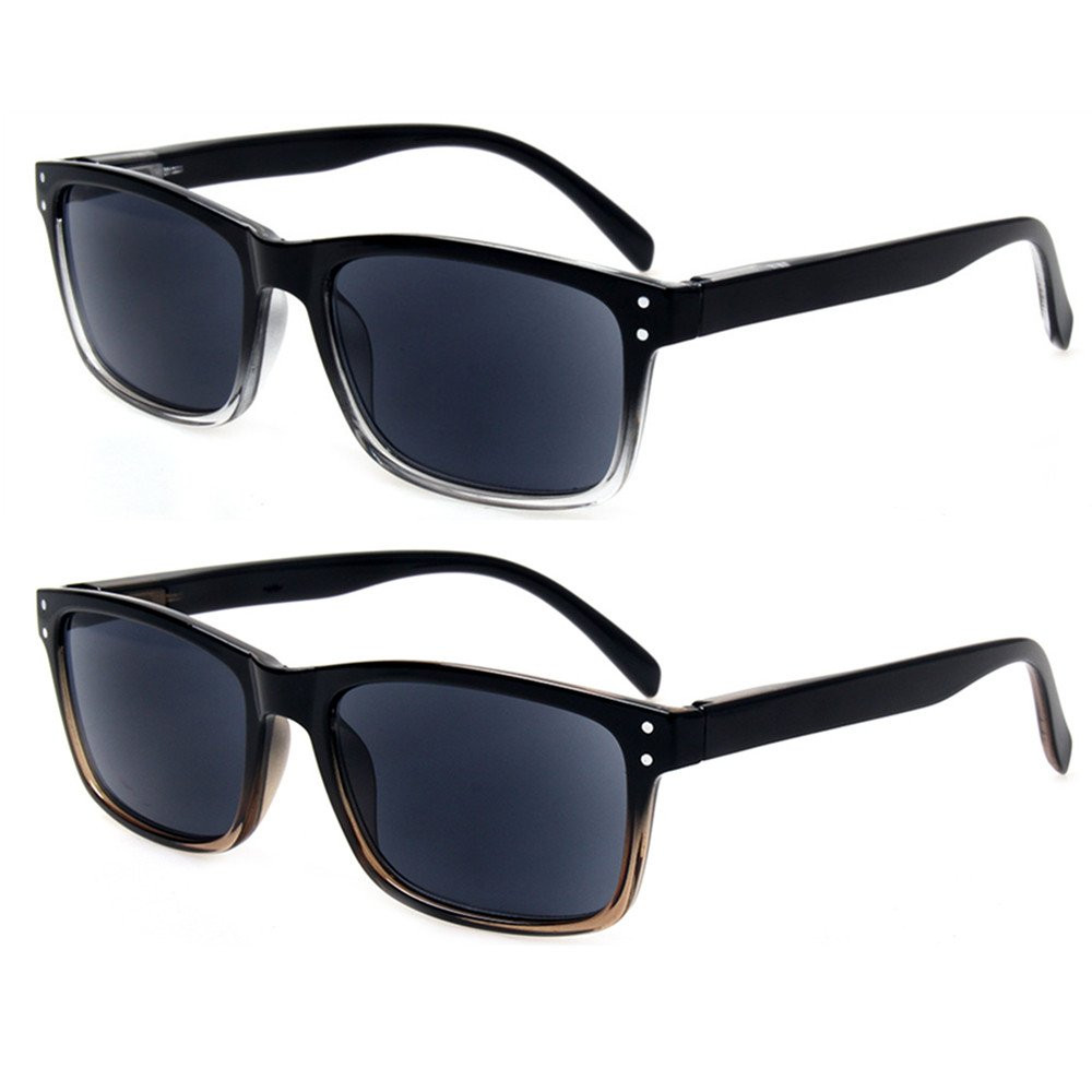 2 Pack Unisex Classic Style Reading Sunglasses - Comfortable Lightweight Stylish Design for Men and Women