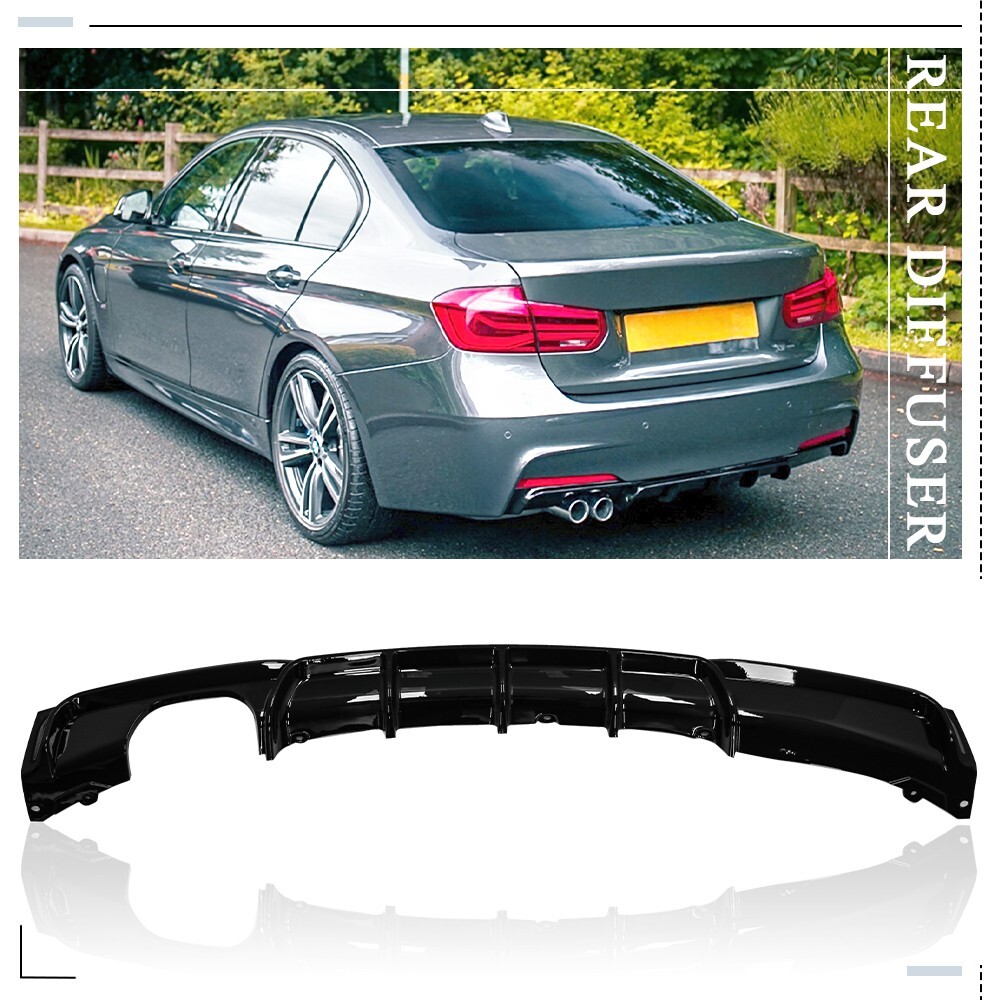 For 2012-2018 BMW 3 Series F30 F31 Gloss Black Rear Bumper Diffuser Lip Spoiler