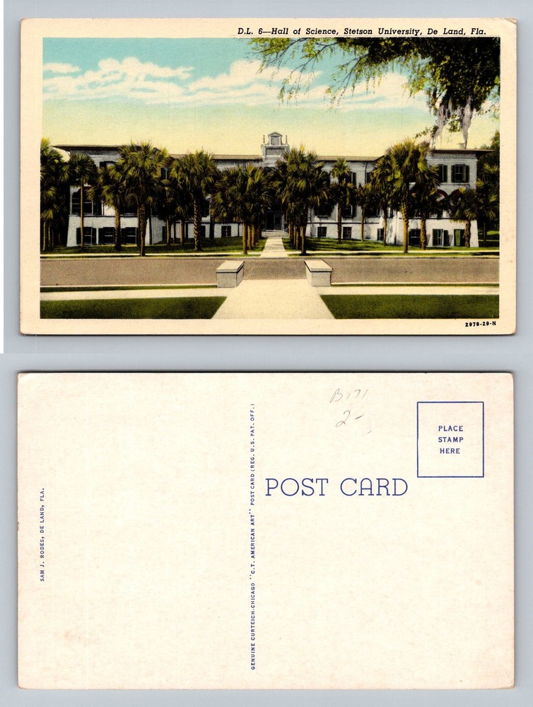 DeLand, FL-Florida, Stetson University Hall of Science Building Vintage Postcard