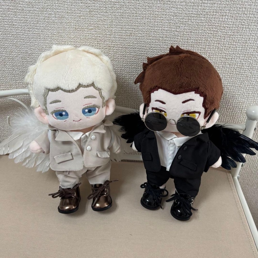 Good Omens Aziraphale Crowley Plush 20cm Handmade 2-piece Set Used