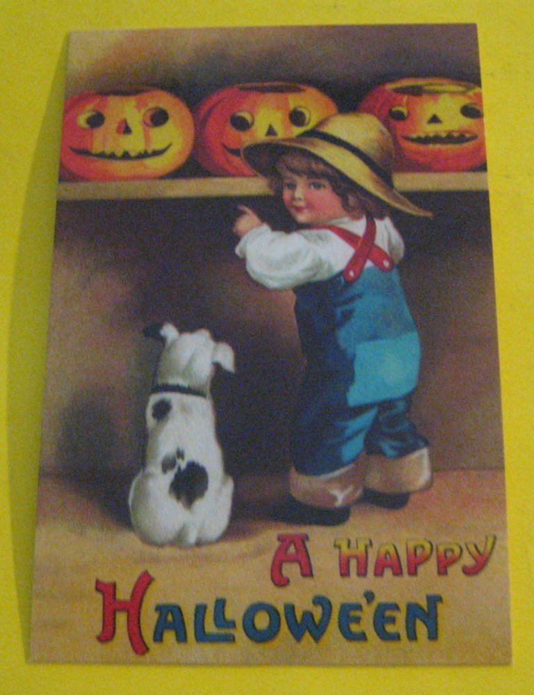 HALLOWEEN POSTCARD JACK O' LANTERN PUMPKIN SCRAPBOOKING UNUSED printed 2018