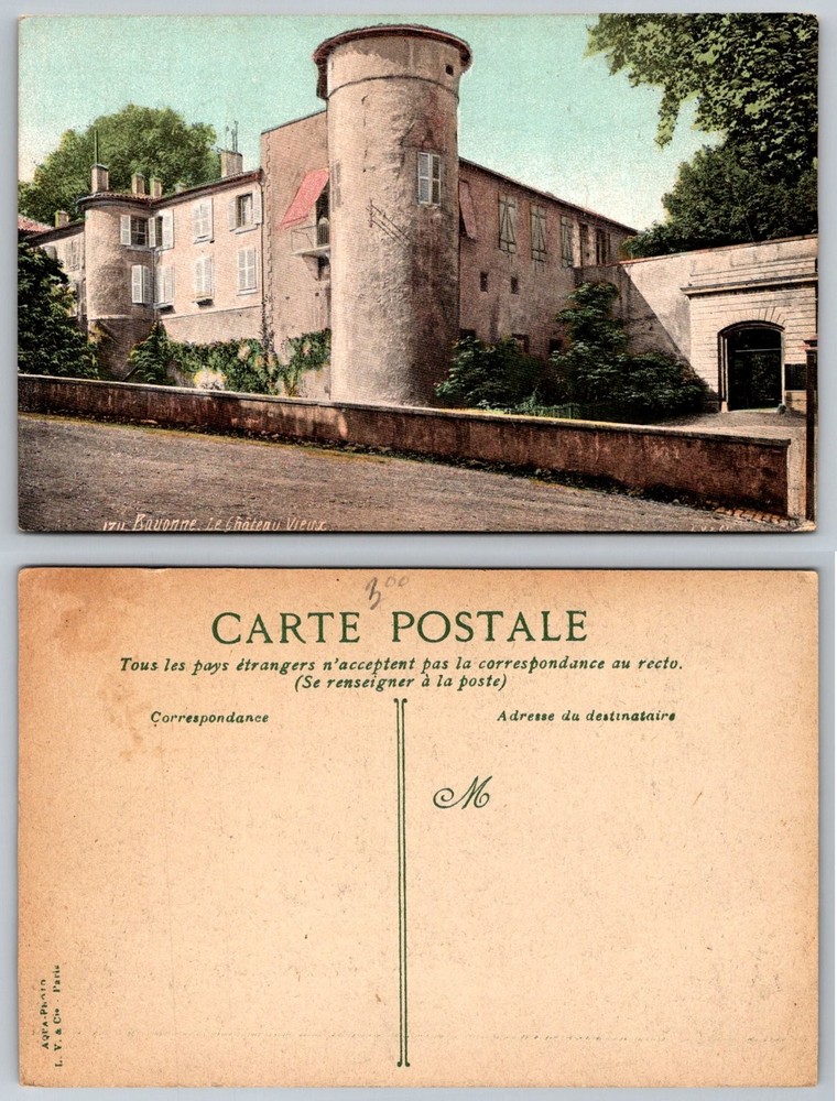 Bayonne France Le Château Vieux Old Castle Vintage French Postcard
