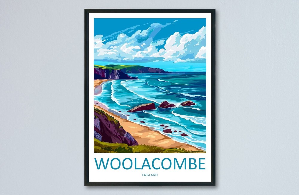 Woolacombe Travel Print Wall Art Woolacombe Wall Hanging Home Decor Woolacombe