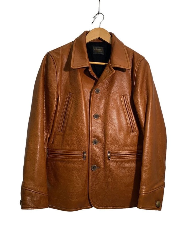 Glad Hand Leather Blouson Jacket in Brown Cowhide Size M