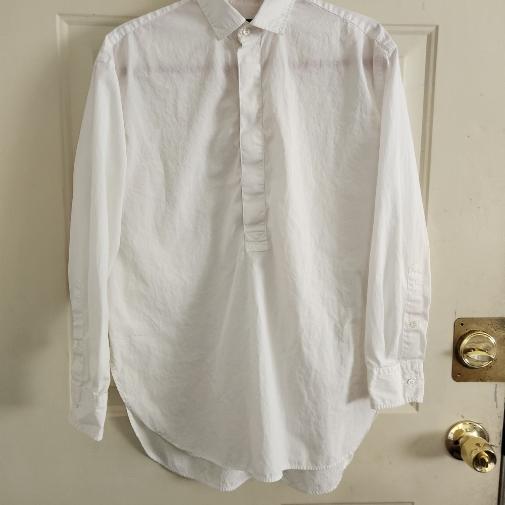 Polo Ralph Lauren Long Sleeve 1/4 Button Up Shirt WMNS 8 White Beach Vibes EUC