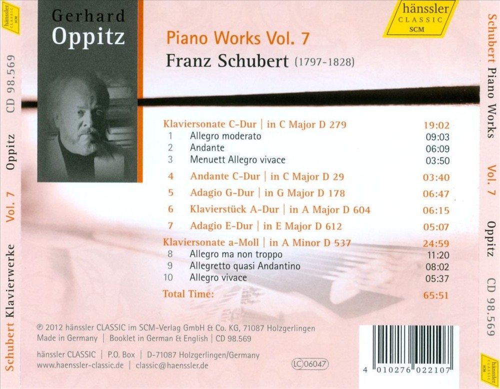 Gerhard Oppitz Schubert: Piano Works, Vol. 7 New Cd