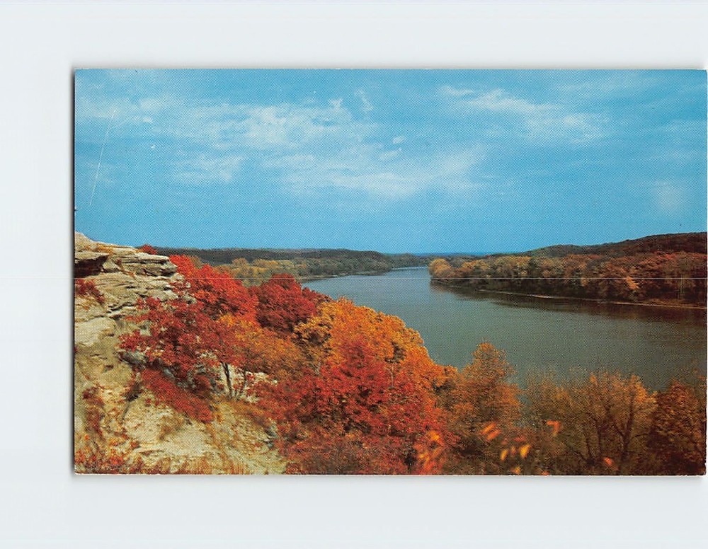Postcard View of Rock River from Castle Rock Oregon Illinois USA