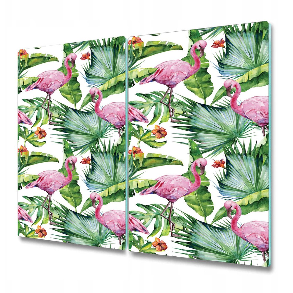 Glass Cutting Board Monstera Flamingo Flowers Tropical Floral Exotic 2x30x52