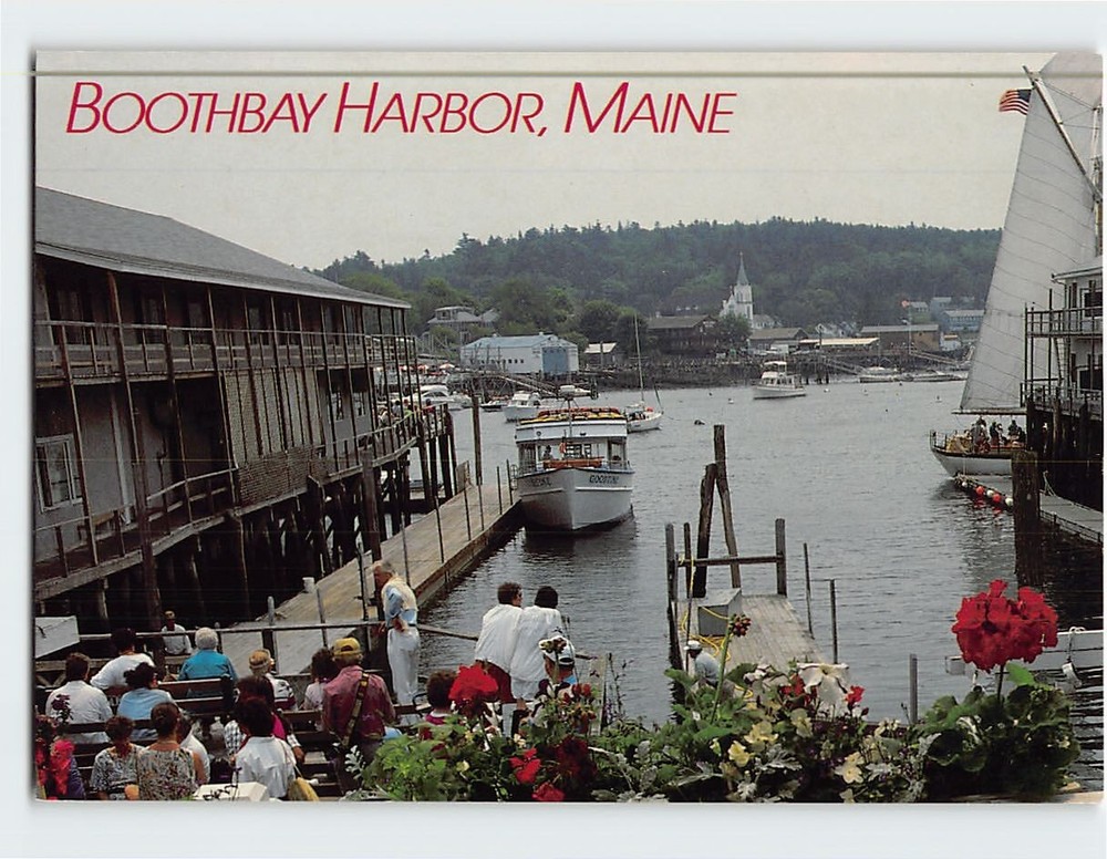 Postcard View in Boothbay Harbor Maine USA