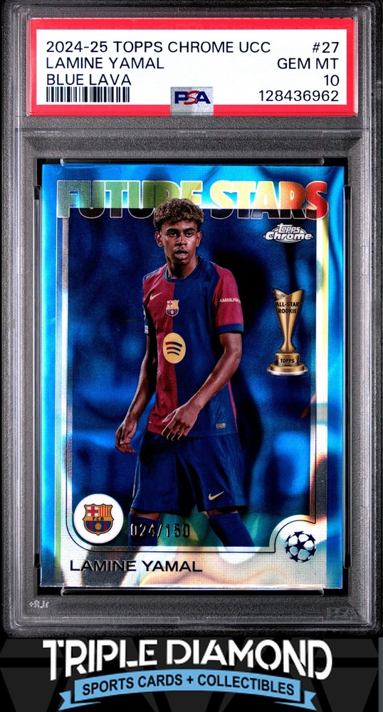 2024-25 Topps Chrome UCC Lamine Yamal Future Stars Blue Lava #24/150 PSA 10 R19