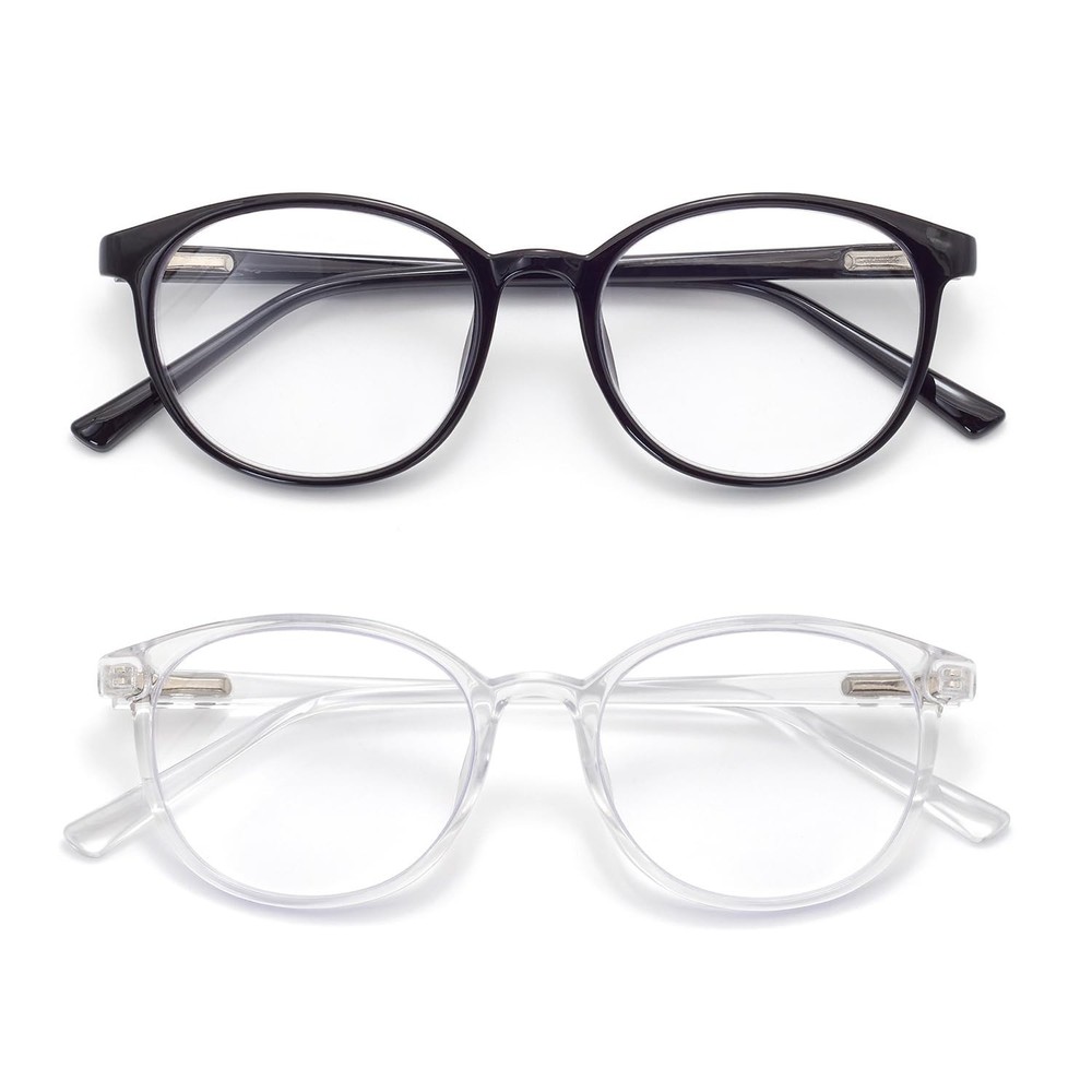 2-Pack Blue Light Glasses Round Frame Women Men Computer Glasses Anti Eye Str...