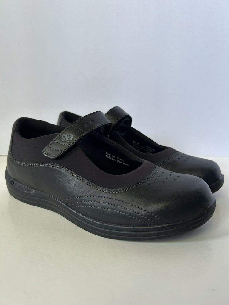 Drew Rose Orthopedic Mary Jane Shoes Black Leather Diabetic Comfort Womens 8.5 M