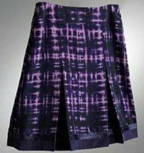 Simply Vera Wang Purple Plaid Abstract Pleated Zip Back Skirt Women's Size 8 $48-image