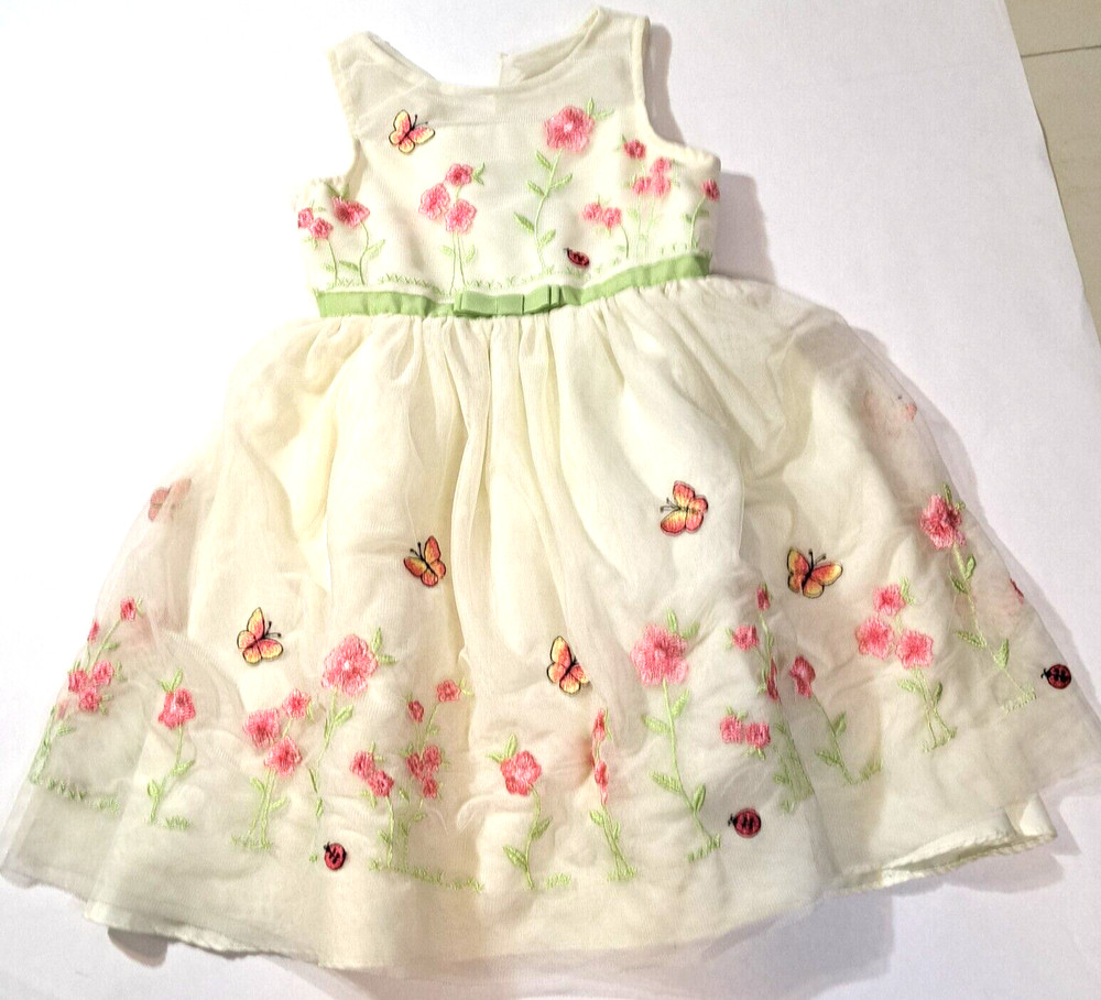 Jona Michelle Girls Ivory Floral Butterfly Embroidered Tulle Party Dress Size 5