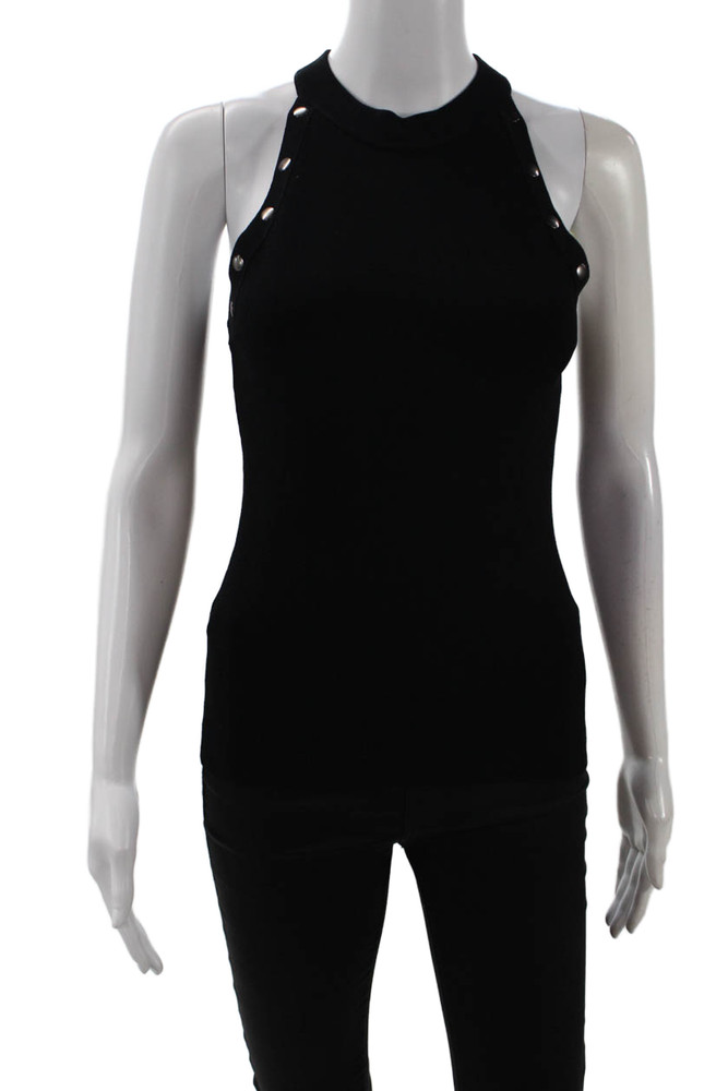 Autumn Cashmere Womens Studded Ribbed Halter Top Black Size MFree Shipping in US $100+ Orders | $6.95 Orders Below