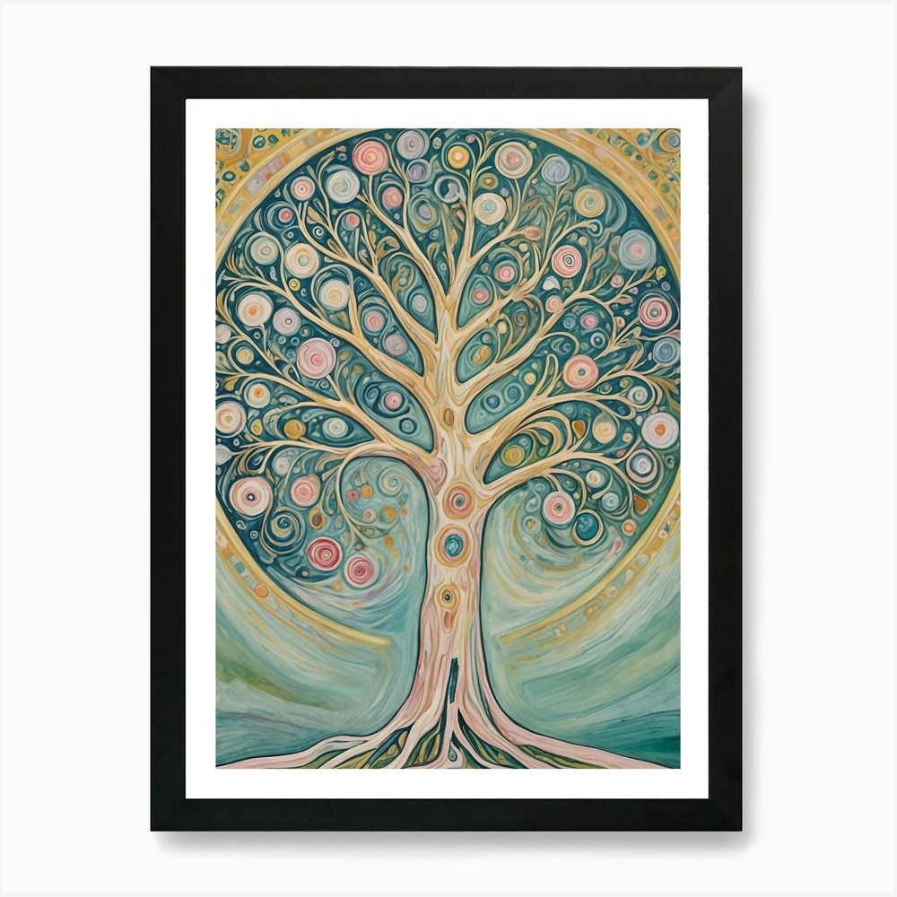 Swirly Majestic Tree Art Print Framed Wall Decor Canvas Poster Picture