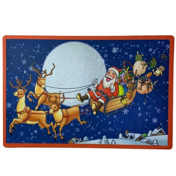 Christmas Santa Sleigh Doormat 16x24 Festive Holiday Rug Decor Accent Mat-image