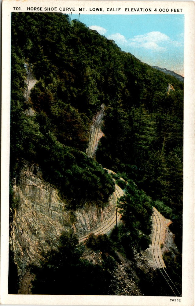 HORSE SHOE CURVE, MT. LOWE, CALIFORNIA, WESTERN Postcard