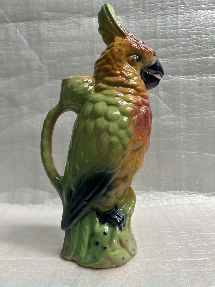 Vintage French Saint Clement Majolica Parrot Absinthe Pitcher Decanter 13