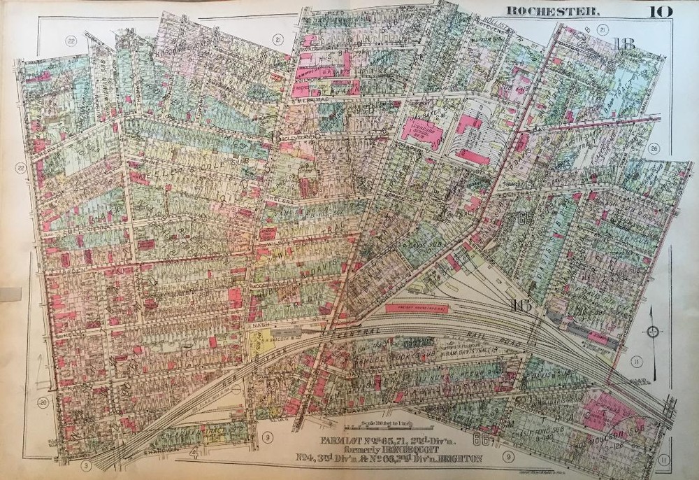 1926 UPPER FALLS BADEN PARK ROCHESTER NY NYCRR CONCORD SCHOOL ATLAS MAP