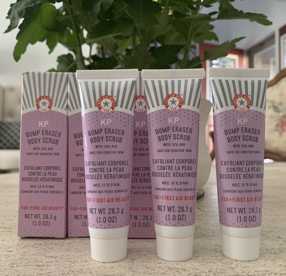 3X FIRST AID BEAUTY KP Bump Eraser Body Scrub w/ 10% AHA 1oz / 28.3g Each SEALED