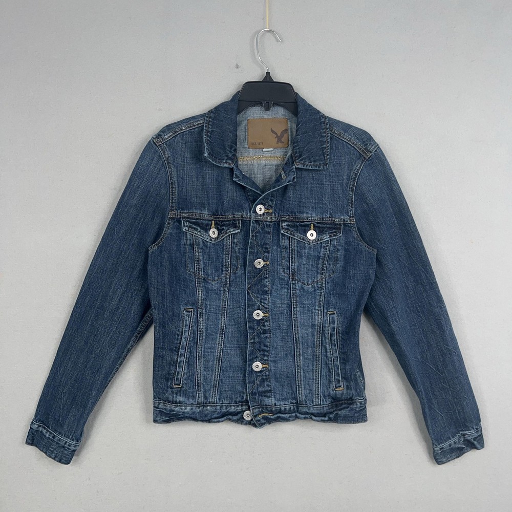 American Eagle Jacket Mens Small Denim Jean Trucker Western Y2K Cowboy 90s Mall