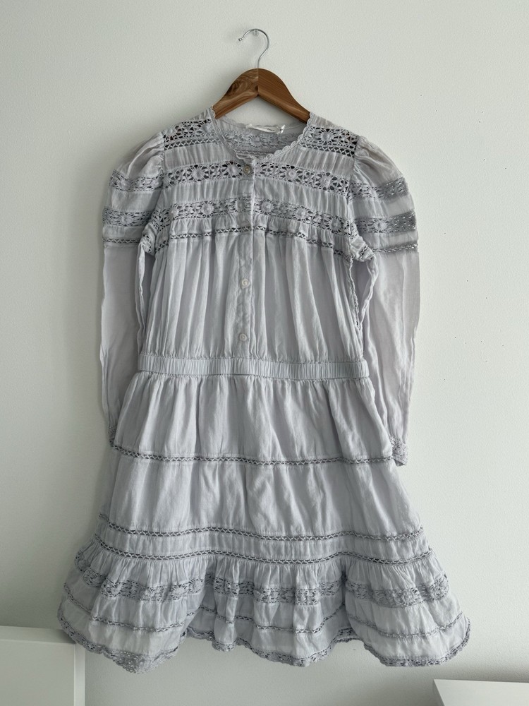 ✿ Isabel Marant Etoile Blue Gray Cotton Lace Dress Size 40 Boho