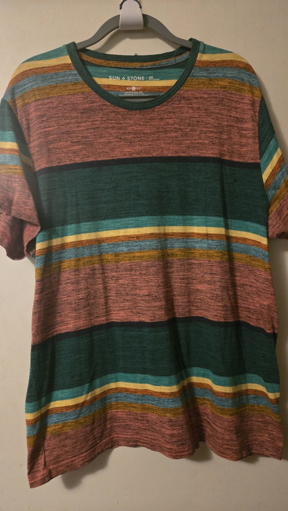 Sun + Stone Men's Striped Crew Neck Short Sleeve Knit T-Shirt Multicolor XXL