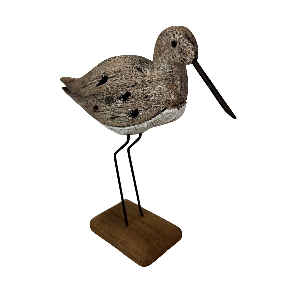 Decorative Sea Bird Figurine Weathered Wood Metal Coastal Statue 9 In