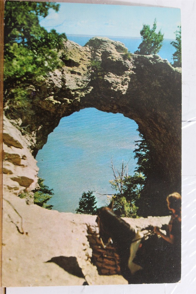 Michigan MI Mackinac Island Arch Rock Lake Huron Postcard Old Vintage Card View